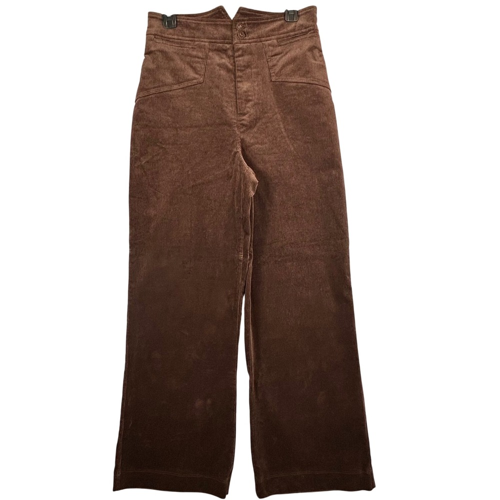 7 For All Mankind Womens Brown Corduroy Wide Leg Cinch Back Pants Size 4